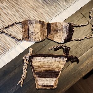 Handmade Crochet Bikini Set in Brown Tones